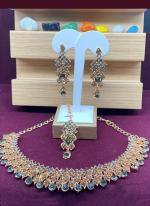 Grey Stone Studded Gold Plated Festive Necklace Set